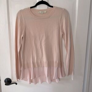 Ruffle hem mixed media top by LOFT